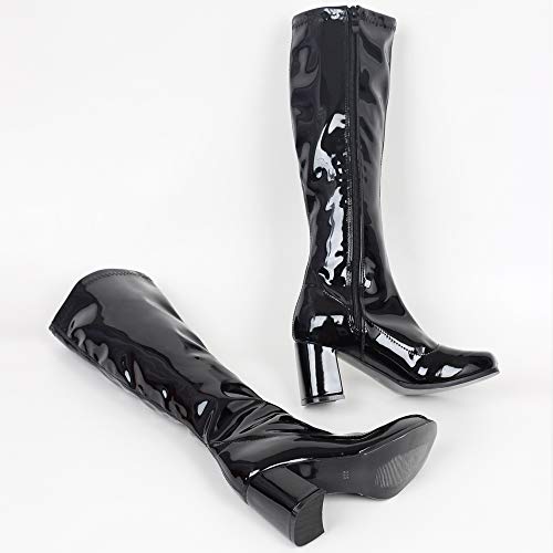 Image of JiaLuoWei GOGO Boots for Women, Knee High Boots, PU Leather Zip Ladies Party Dance Shoes