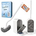 Cinola Toilet Brush and Holder 2 Set, Wall Mounted Toilet Bowl Brush with Hideaway Caddy, Toilet Cleaner Brush Built-in Drip Tray, Toilet Scrubber Brush Bathroom Decor, White RV Bathroom Accessories