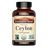 Organic Ceylon Cinnamon (100% Certified) Supplement, 90 Capsules