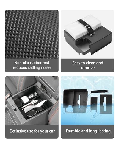 Image of CDEFG Center Console Organizer Tray for 2022-2025 2026 Nissan Frontier with Tissue Slot, 2025 2026 Frontier Truck Accessories Middle Console Organizer Armrest Storage Box with Elastic Band