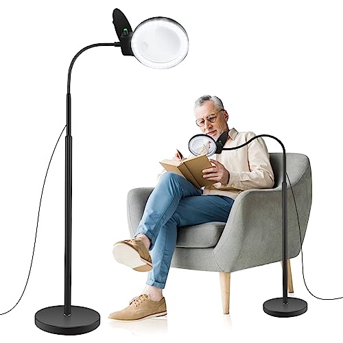10X 20X Magnifying Glass with Light and Stand, 36 LED Dimmable Floor Magnifying Lamp, 3-in-1 Adjustable Gooseneck Lighted Magnifier for Reading, Sewing, Crafts, Close Work etc 10X 20X Magnifying Glass with Light and Stand, 36 LED Dimmable Floor Magnifying Lamp, 3-in-1 Adjustable Gooseneck Lighted Magnifier for Reading, Sewing, Crafts, Close Work etc