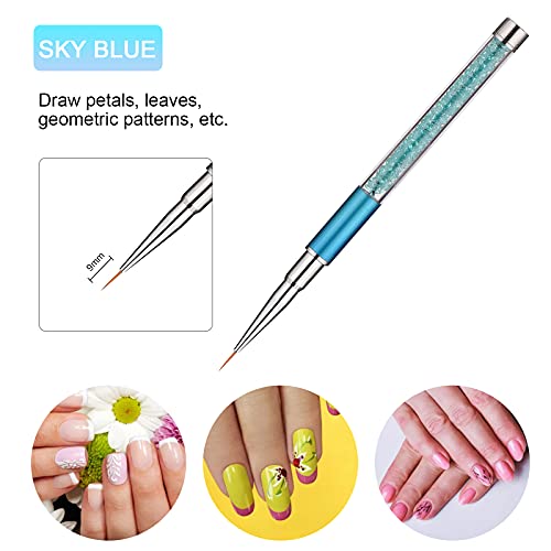 An-Self 5 Pcs Nail Art Liner Brushes Acrylic Nail Brush Gel Nail Painting Brush Nail Gel Polish Painting Drawing Brush Pen Set 79111520 Mm Nail Art Flower Design Pen Brushes, Multicolor #TOP3