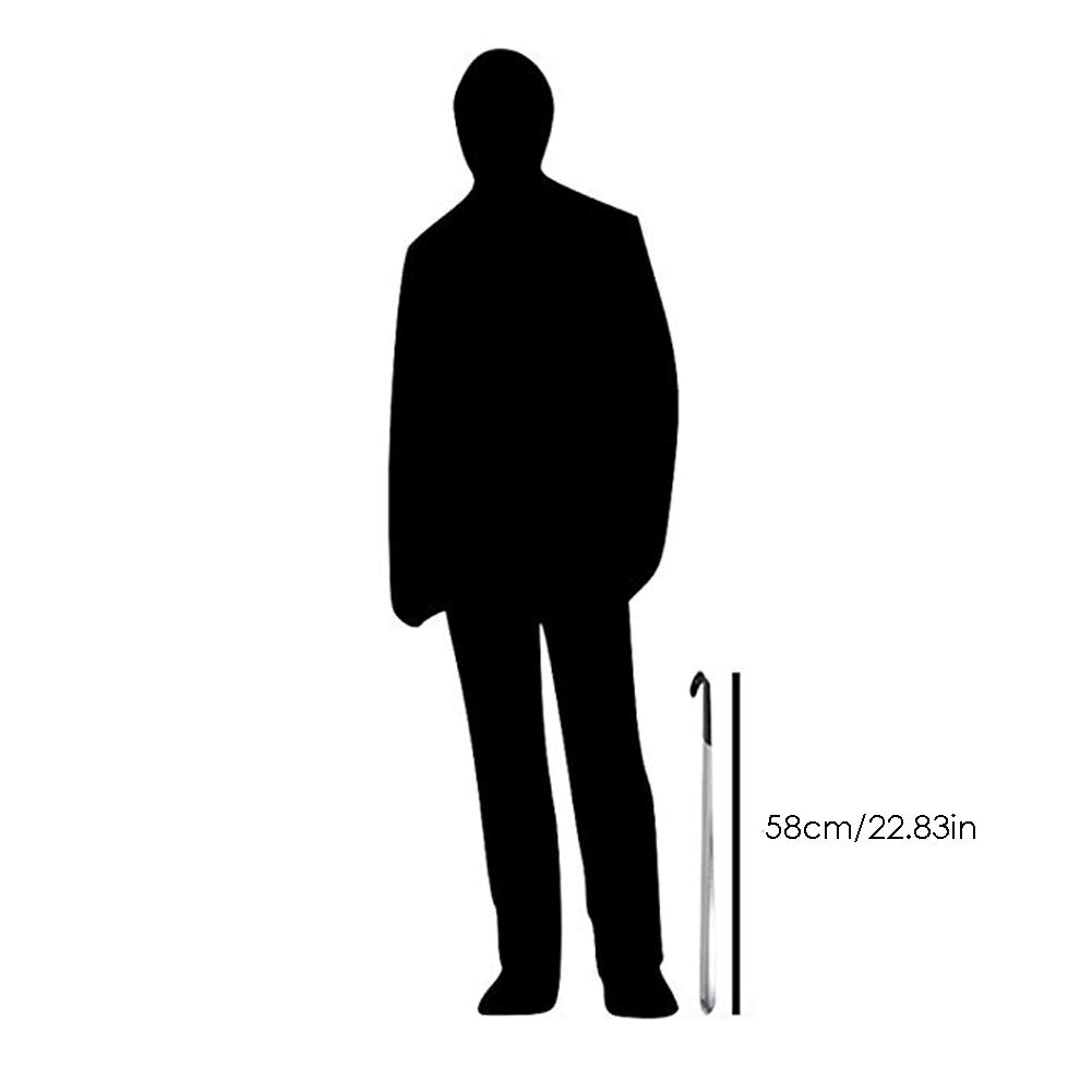 Zestaw 3 22in bardzo długi metalowy uchwyt łyżka do butów krótka drewniana mała łyżka do butów dla mężczyzn, butów, kobiet w ciąży, osób starszych, pacjentów lędźwiowych, A, 58 CM / 22,8 cala