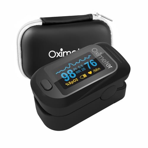 Monitores De Salud, Sports Blackultra Pulsioxímetro de Dedo, Oxímetro de Pulso, Medidor de Oxígeno SpO2 y Monitor de Frecuencia Cardíaca, Oxímetro de Pulso Portátil para Dedo,...