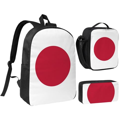 NUYFVG Sac à dos pratique avec imprimé drapeau japonais - Sac à déjeuner - Trousse à crayons pour adolescents - Fournitures d'étude
