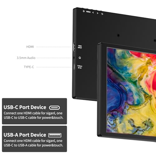 Image of ANDYCINE N10 Portable Monitor, 10.1 Inch Mini Touch 1920x1200 IPS Screen, HDMI USB C in, 350nits 60Hz 1000:1 Contrast Display with Bracket & Speakers for Laptop,PC,PS4 /5,Switch,Mac,Xbox