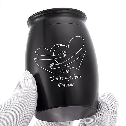 Image of Small Sharing Urn - Mini Metal Cremation Urn for Human Ashes | Mini Memorial Urn for Adult Men /Dad /Father, Aluminum Decorative Funeral Urn (2.7x1.7 Inch )