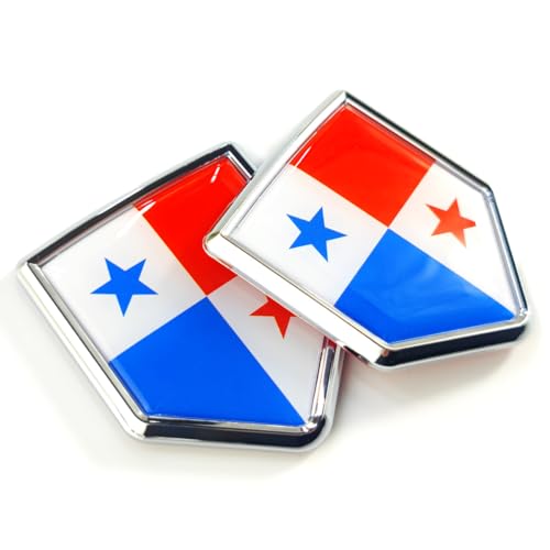 Image of Newperlite Panama Flag Decal Sticker Car Emblem Panamanian Flag Car Decoration Accessories Chrome Shield for Truck Vehicles Cars, 2 Pack