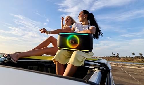 JBL PartyBox On-The-Go 2 - Portable Party Speaker with one Wireless Digital mic, Handle and a Strap, Dynamic Light, Up to 15 Hours Playtime, Splash Proof & Auracast (Black) (Renewed) — view 2