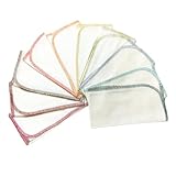 2 Ply 11x12 Inches White Cotton Birdseye Paperless Towel Set of 10 Earthtone Assortment Edging