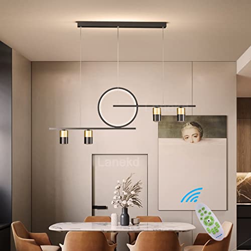 Suspension LED ovale noire de 65W réglable en hauteur et intensité pour luminaire de salle à manger