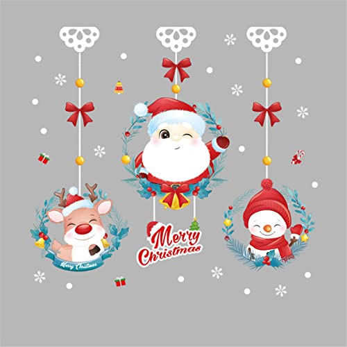 WWZYX Ventana de Navidad Clings de Navidad Puerta de Navidad y Decoraciones de Ventanas Tienda Ventana Vidrio Escena Diseño Santa Claus Elk Muñeco de Nieve Cover