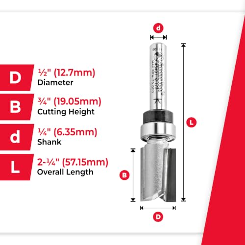 Image of Amana Tool - 45491 Carbide Tipped Flush Trim Plunge Template 1 /2 Dia x 3 /4 x 1 /4 inch Shan