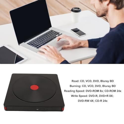 Lecteur Bluray externe haute vitesse USB C avec graveur de CD ROM portable - 3
