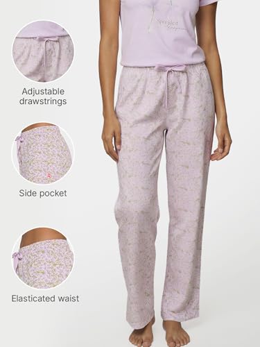 Image of Enamor Mid Rise Full Length Adjustable Drawstring Hangout Pant for Women - Relaxed Fit, Combed Cotton - E4A5