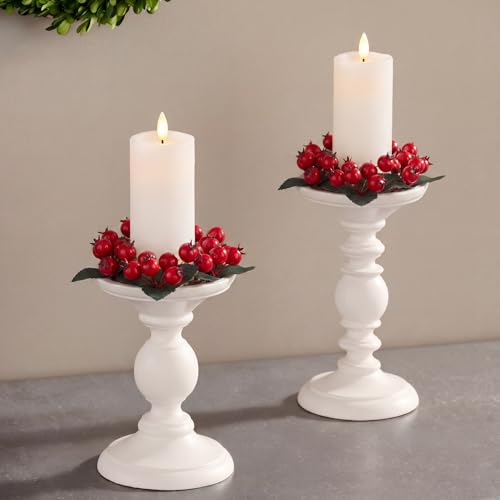 Daifunli 2 Pcs Red Berry Christmas Candle Rings Wreaths for Pillar 2.25" by Daifunli - Used condition - US$11.55