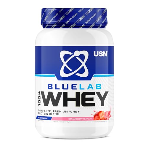 USN Blue Lab Whey Protein Powder: Strawberry - Whey Protein 908g - Post-Workout - Whey Isolate - Muscle Building Powder Supplement With Added BCAAs
