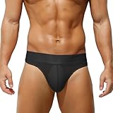 KAREN SPACE Men's thong underwear, Sexy Low Rise G Strings T-Back Under Panties,1958DK-Black,X-Large
