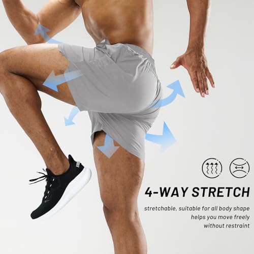 Image of MIER Men's Workout Running Shorts Lightweight Active 5 Inches Shorts with Pockets, Quick Dry, Breathable