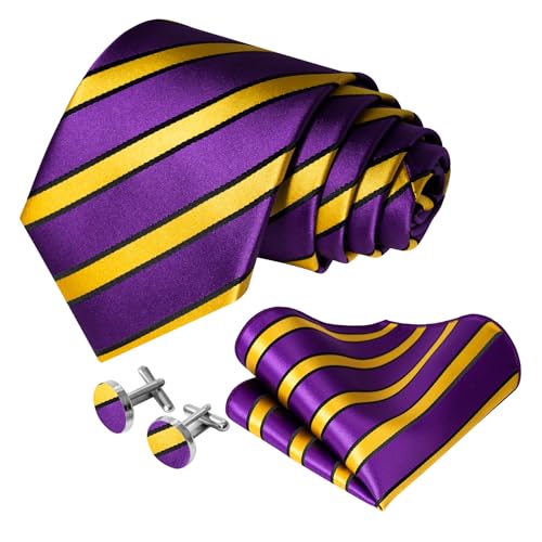 Image of 5PCS Mens Premium Silk Tie, Pocket Square, Cufflinks, Drilled Tie Ring and Lapel Pin Set for Wedding Groom Party