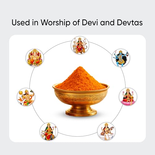 Image of Natural Orange Sindoor | 50 g | Pack of 1 | Pure Bhagwa Roli Kumkum Powder for Hanuman & Pooja