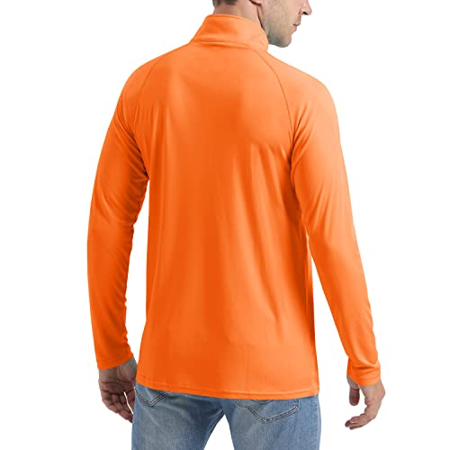 Crysully Men's Hiking Shirts Upf 50+ Uv Sun Protection Athletic Hoodies Workout Training Shirts Orange #TOP2
