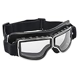 Motorradbrille passt über Brillen für Herren, Vintage-Reitbrille, Roller, ATV, Off-Road, kratzfeste Brille, winddicht, Antibeschlag, Schwarz wojonifuiliy01