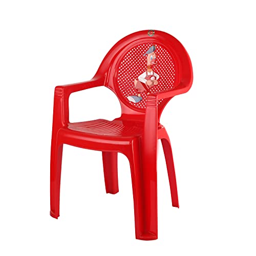 Image of Cello New Tulip Comfortable Kids Chair, Red | 100% Polypropylene Stackable Chairs | Dust Free | Strong and Durable | Backrest for Study Chair /Dining Room /Bedroom /Kids Room /Living Room /Indoor-Outdoor