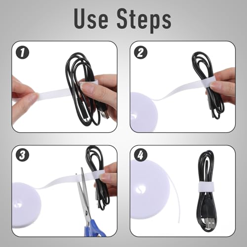 Image of 3PCS Hook and Loop Roll Double-Sided Straps Self-Gripping Tape Fastener Roll Cut to Length Quick Wrap Cable Straps Reusable Multi-Purpose Wrap Fasteners for Home Office Fastening Storage
