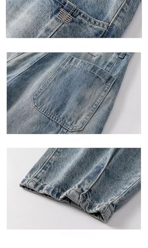 Men Cargo Jeans Vintage Straight Tapered Washed Distressed Little Feet Harem Pants Trousers4