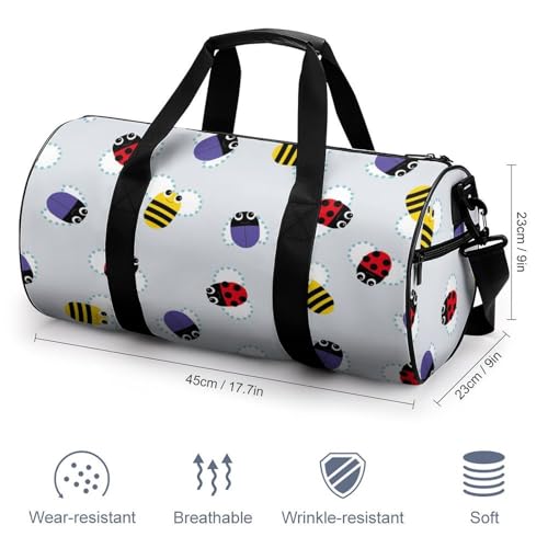 Sac de voyage imprimé abeille coccinelle format duffel 45cm - 2