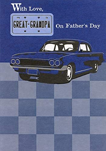 Designer Greetings Vintage Car on Blue Checkerboard Father's Day Card for Great-Grandpa