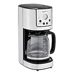 Amazon Basics Programmable Coffeemaker with Carafe and Reusable Filter, Stainless Steel, 12 Cups, Black