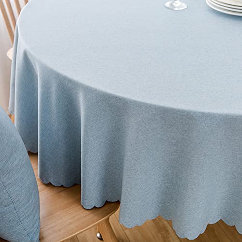 Image of Jeloris Round Waterproof Tablecloth Spill-Proof and Stain Resistant Table Cloth Wrinkle Free Washable Decorative Fabric Table Cover for Kitchen, Dining, Parties, Buffet, Wedding(55 inch, Light Blue)