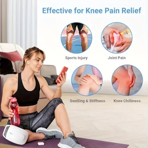 Image of Knee Massager for Joint Pain Relief with Heat, Rechargeable Red Light Vibration Knee Arthritis Massage Physiotherapy Machine for Women, Elder Age, Men, 1 Year Warranty