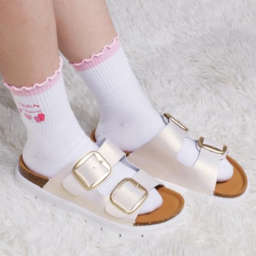Image of Pilates Grip Yoga Socks For Women Barre Socks Cute Athletic Non Slip Sock | Soft cotton, breathable Non-slip grip sole Ruffle embroidery design For pilates barre yoga Cute women's gift