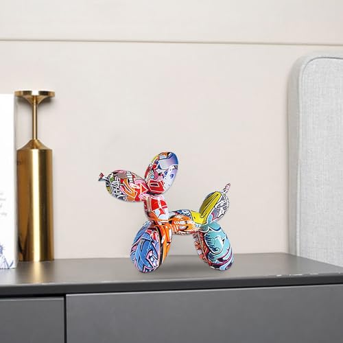JJIW Moderne Luftballon Hund Skulptur, Kreative Ballon Hund Skulptur, Bunte Ballon Hund Ornamente FüR Weinschrank Wohnzimmer Schlafzimmer (Graffiti)