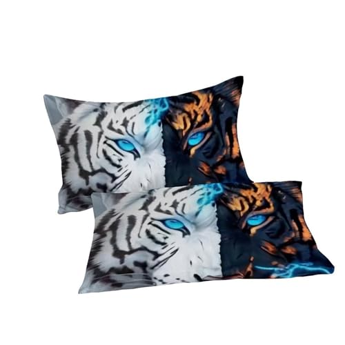 Housse de couette tigre microfibre douce pour lit double - 7