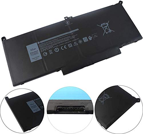 Image of Laptrix F3YGT 7.6V 60Wh Compatible for Dell Latitude 12 7000 7280 7290 13 7380 7390 14 7480 7490 E7280 E7480 E7290 E7380 E7390 E7490, Fits 2X39G DM3WC 0DM3WC DM6WC KG7VF 451-BBYE 453-BBCF