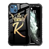 LANJINDENG iPhone 14 Case, iPhone 13 Case Golden King Crown Gold Design for Men Boys, Heavy Duty Sho