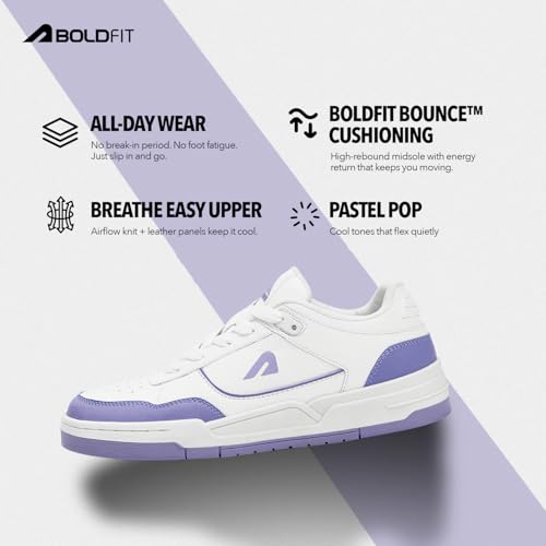 Image of Boldfit Sneakers for Women Comfortable Air Faux Leather Shoes for Woman, Lace-Up Casual Girls Shoe, Lightweight Sneaker Shoes for Woman DripWave