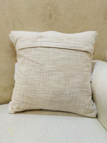 Image of Furnistitchs Premium Decorative Throw Cushion Pillow Cover Boho Home Decor - Living Room Bedroom Couch Sofa Cushion Covers 16 inch x 16 inch (2, Cream Hearts)