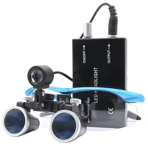 2.5X Dental Loupes Ergonomic Goggles Lab Medical Binocular 320-420mm Magnifier Dental Optical Lens Magnifying Glass (Blue)