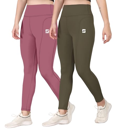Image of Poojaran Workout Tight /Pants /Legging with Side Pocket, Stretchy Tights and a high Waist for Women and Girls' use in The Gym,Yoga,Running,Cycling