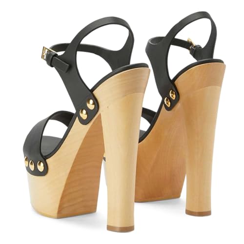 YDN Women Platform Heeled Sandals Open Round Toe Chunky High Heel Backless Ankle Strap Sexy Casual Shoe for Spring Summer Party Size 4-16 US3