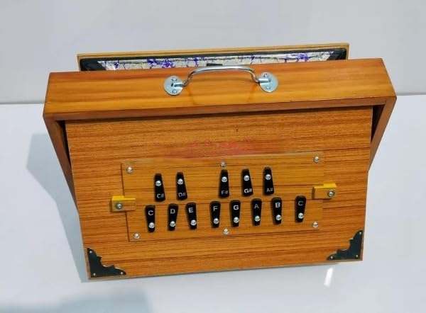 Shruti Box 38,1 x 25,4 x 7,6 cm, bois de teck, 440 Hz et 432 Hz, avec Padel, Marron