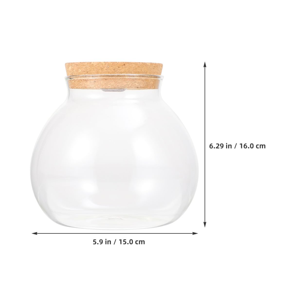 VALICLUD Terrario in Vetro con Coperchio in Sughero da 15x16 Cm, Vaso Idroponico da Tavolo per Piante Aeree e Propagazione, Fioriera Trasparente Decorativa per Ufficio e Casa