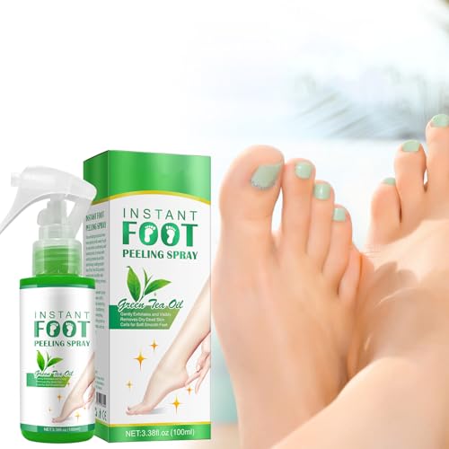 Spray Exfoliante Instantáneo para pies, Spray Natural para pies con Aceite de té Verde, Adecuado para pies Secos/Codos/Rodillas, Exfolia e Hidrata, Diseño con Cierre de Seguridad,100 ml (1Pcs, 100ml)