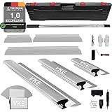 VKE Drywall Skimming Blade Set Stainless Steel 30/50/80cm, Speed Skim 2.1m Extension Handle, Professional Plastering Spatula for Large Working Area Wall Decoration, 3 Extra Skimming Blades(6 PCS)
