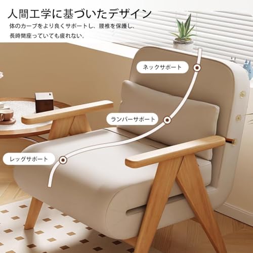 Damika3WAY 折りたたみソファーベッド 5 段階リクライニング 木製肘掛け付き 綿麻素材 クッション付 コンパクト省スペース 一人暮らし・客間・寝室対応 組立簡単 オフホワイト (青,100cmスポンジバージョン) [並行輸入品] [5]